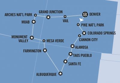 Map showing the Tour regions